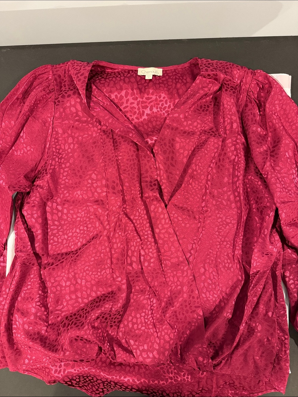 Chenault Deep Pink Wrap-Style V-Neck Blouse